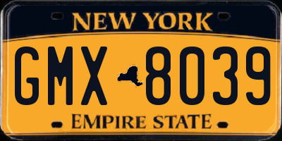 NY license plate GMX8039