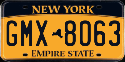 NY license plate GMX8063
