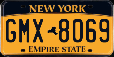 NY license plate GMX8069