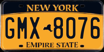 NY license plate GMX8076