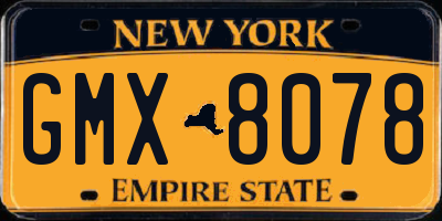 NY license plate GMX8078