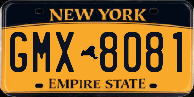 NY license plate GMX8081