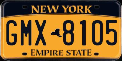 NY license plate GMX8105