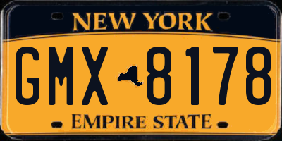 NY license plate GMX8178