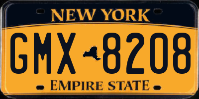 NY license plate GMX8208