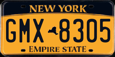 NY license plate GMX8305