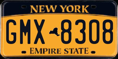 NY license plate GMX8308