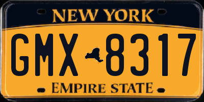 NY license plate GMX8317