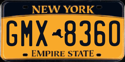 NY license plate GMX8360