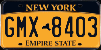 NY license plate GMX8403