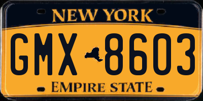 NY license plate GMX8603