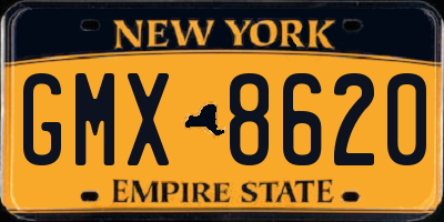 NY license plate GMX8620