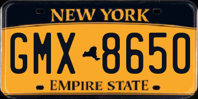NY license plate GMX8650