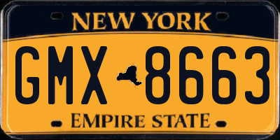 NY license plate GMX8663