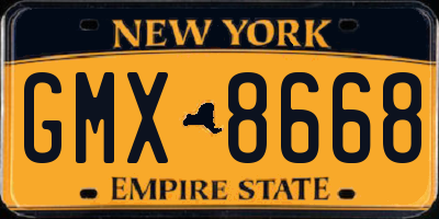 NY license plate GMX8668