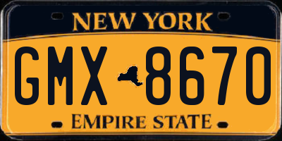 NY license plate GMX8670