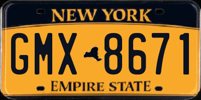 NY license plate GMX8671