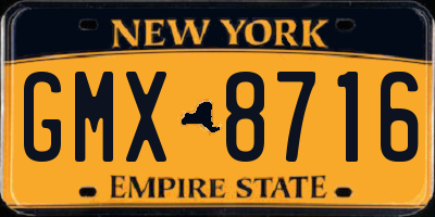NY license plate GMX8716