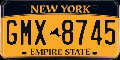 NY license plate GMX8745