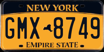 NY license plate GMX8749