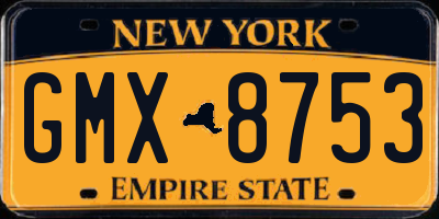 NY license plate GMX8753