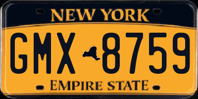 NY license plate GMX8759