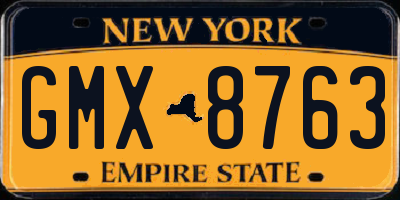 NY license plate GMX8763