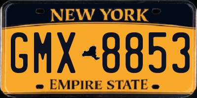 NY license plate GMX8853