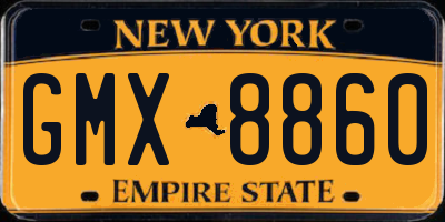 NY license plate GMX8860