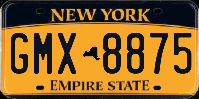 NY license plate GMX8875