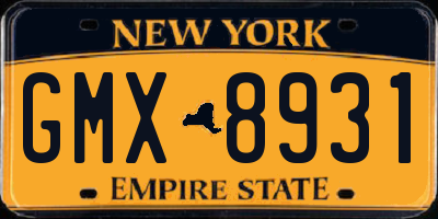 NY license plate GMX8931