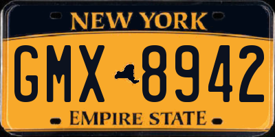 NY license plate GMX8942