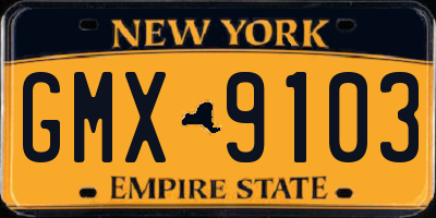 NY license plate GMX9103