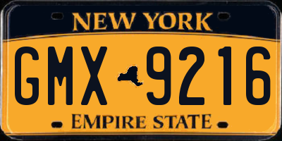 NY license plate GMX9216