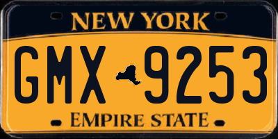 NY license plate GMX9253