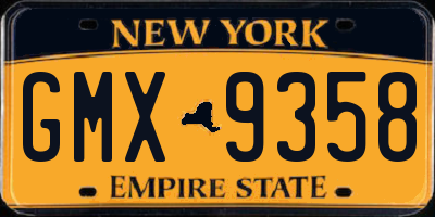 NY license plate GMX9358