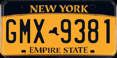 NY license plate GMX9381