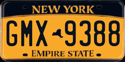NY license plate GMX9388