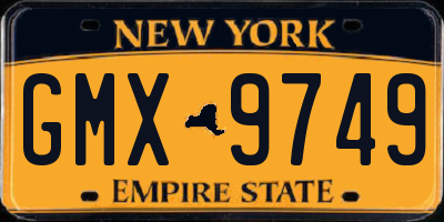 NY license plate GMX9749