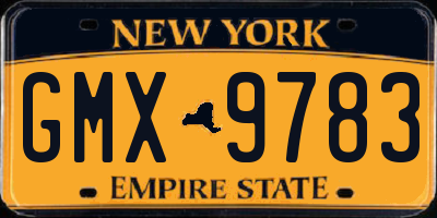 NY license plate GMX9783