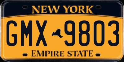 NY license plate GMX9803