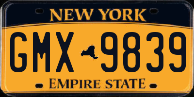 NY license plate GMX9839