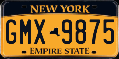 NY license plate GMX9875