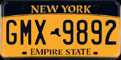 NY license plate GMX9892