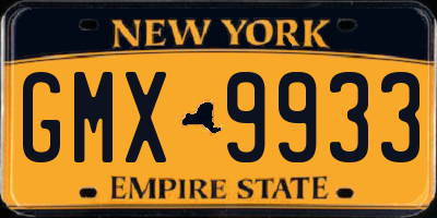 NY license plate GMX9933
