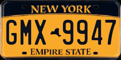 NY license plate GMX9947