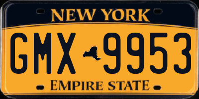 NY license plate GMX9953