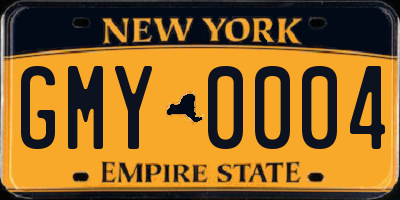 NY license plate GMY0004