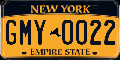 NY license plate GMY0022