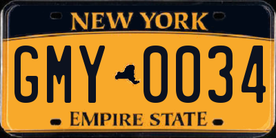 NY license plate GMY0034